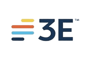 Logo featuring stylized lines and the text '3E'.