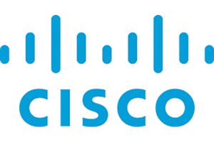 Cisco logo featuring stylized blue bridge bars above the company name.